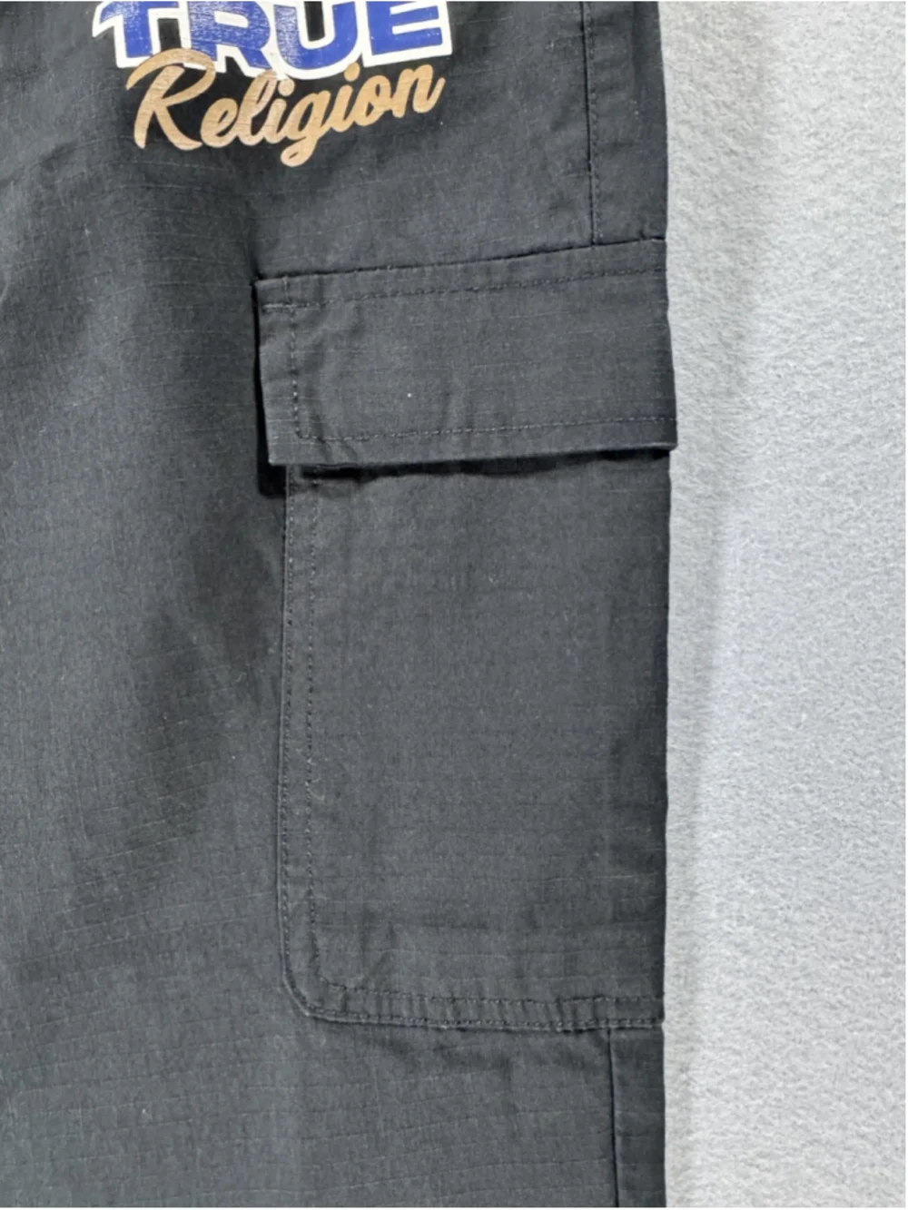 True Religion Jet Black Ripstop Jogger XL with Hook and Loop Pockets